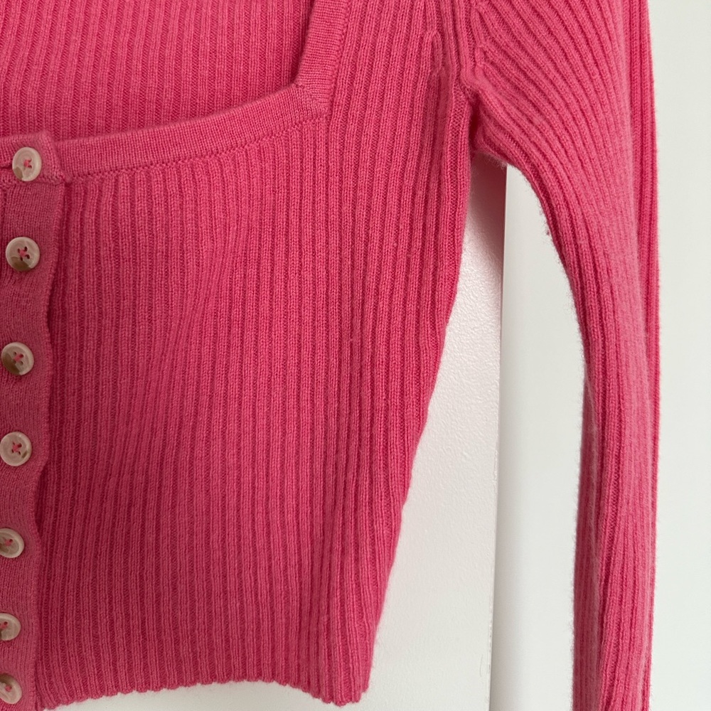 Reformation Pink Ribbed Cardigan - Picture 7 of 9